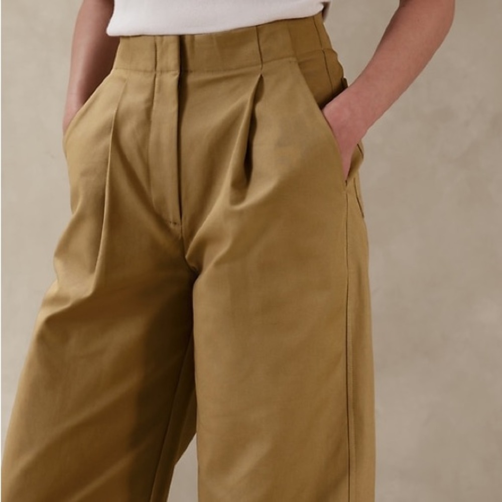 Banana Republic Cropped Wide-Leg Pants in Olive - Picture 3 of 10